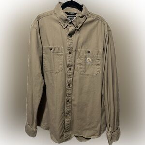 Carhartt Tan Rugged Flex Button Down Shirt XL